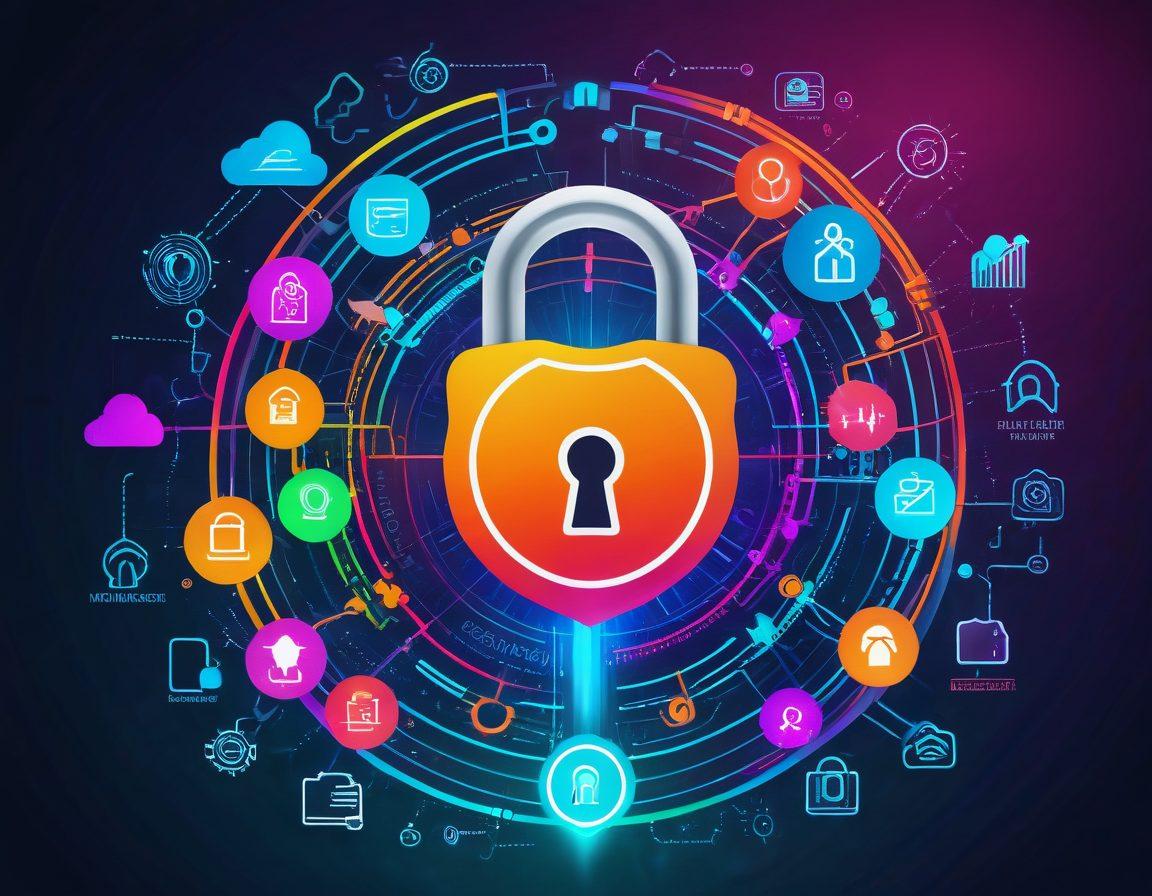 A vibrant digital landscape featuring interconnected websites, dynamic graphs showing growth, and icons of web tools. At the center, a glowing key unlocking a padlock representing digital success. Bursts of light and color suggest energy and progress. Super-realistic. Vibrant colors.